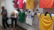 La mostra delle divise da gioco a Pontedera a luglio 2018 (collezione Simone Panizzi, foto Daniele Dei)