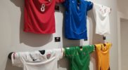 La mostra delle divise da gioco a Pontedera a luglio 2018 (collezione Simone Panizzi, foto Daniele Dei)
